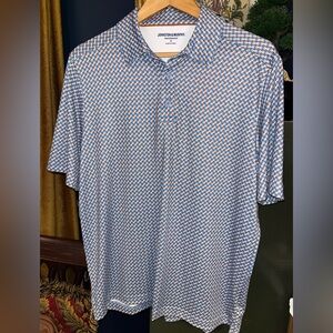 Johnson and Murphy Blue Patterned Men's Polo Shirt